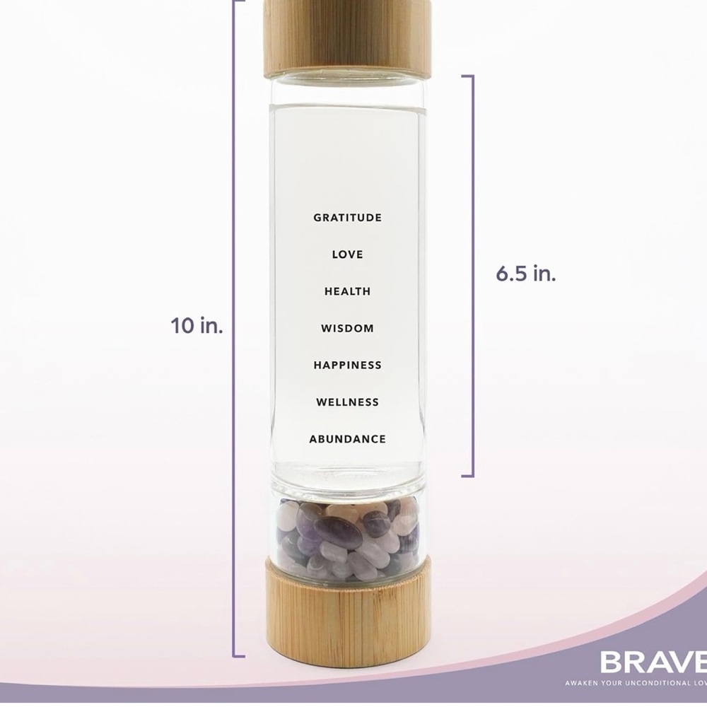 Rose Quartz & Amethyst Infused Water Bottle with Protective Sleeve NWT - Picture 6 of 12